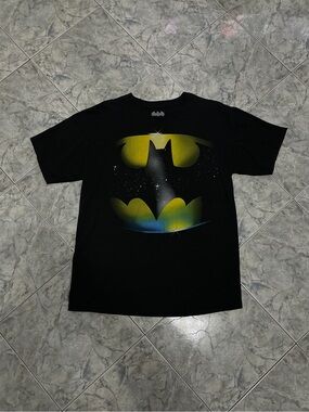 Batman Black Tee with Yellow and Blue Gradient Logo